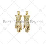 CZ Micro Pave Glove Shape Pendant/Charm, 18K Gold Filled Hand Charm, Necklace Bracelet Charm Pendant, 28x10mm,Sku#LK412