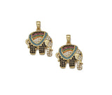 Gold Colorful CZ Elephant Charm, Sku#Y736