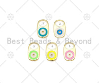 Colorful Enamel Evil Eye On Pop Tab Shape Pendant, 18K Gold Filled Pull-tab Charm,Enamel Jewelry Findings,11x18mm,Sku#L624