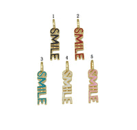 Gold Enamel Smile Bar Charm, Sku#Z1450