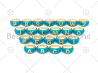 CZ Turquoise Enamel Alphabet Adjustable Ring, Sku#O74