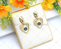 Enamel Evil Eye on Heart Huggie Earrings, Sku#Y582