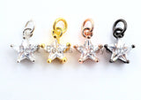 2pcs CZ Micro Pave Star Shape Clear Cubic Zirconia Charm,Clear CZ Pedant Charm, Necklace Bracelet Charm Pendant,9x11mm,sku#Y158