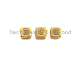 CZ Micro Pave @ Symbol Shape Dice Spacer Beads, Cubic Zirconia Cube Spacer Beads, 24k Gold Tone,8.5mm, sku#Z717