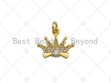 18K Gold Micro CZ Pave Crown Pendant, Gold Crown Charm,  Crown Beads, Jewelry Findings, 16x13mm,sku#LK38