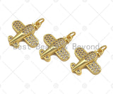 CZ Micro Pave Airplane Shape Pendant/Charm,Cubic Zirconia Charm, Necklace Bracelet Charm Pendant,18x19mm, Sku#LK256