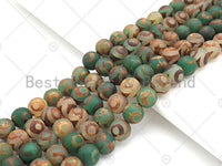 Natural Tibetan Green Evil Eye Agate Beads, Dzi Eye Agate Beads, 6mm/8mm/12mm Tibetan Round Smooth Agate,15.5" Full Strand, Sku#U1109