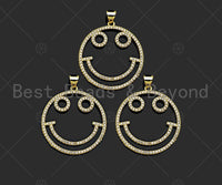CZ Micro Pave Smiley Face Shape Pendant/Charm, 18K Gold Filled Charm, Necklace Bracelet Charm Pendant,26x29mm,Sku#LK322