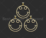 CZ Micro Pave Smiley Face Shape Pendant/Charm, 18K Gold Filled Charm, Necklace Bracelet Charm Pendant,26x29mm,Sku#LK322