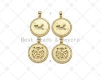 CZ Hollow Out Leopard/Tiger Head Charm, Sku#LK572