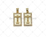 CZ Jesus Cross Charm, Sku#LK570