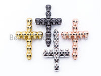 CZ Black Micro Pave Cross Pendant with Skull Head, Cubic Zirconia Charm/Pendant, rhinestones Jewelry Findings, sku#E193