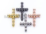 CZ Black Micro Pave Cross Pendant with Skull Head, Cubic Zirconia Charm/Pendant, rhinestones Jewelry Findings, sku#E193