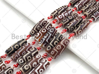 Natural Tibetan Agate Barrel Beads, Red White Dzi Drum Beads, Tibetan Dzi Beads, 10x30mm, Sku#U1042