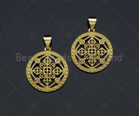 Dainty Gold Hollowed-out Rhombus Round Charms, Dainty Charms, Gold  Pendant, Round Necklace Charms, 17x19mm, Sku#F1302