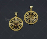 Dainty Gold Hollowed-out Rhombus Round Charms, Dainty Charms, Gold  Pendant, Round Necklace Charms, 17x19mm, Sku#F1302