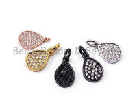 CZ Micro Pave Teardrop Pendant/Charm, Clear Cubic Zirconia Drop Dangle Pave Charm, 8x12mm, sku# F342