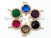 Round Bezel Cnnector with Faceted Glass, 14x19mm, sku#A76