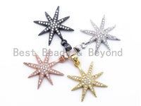 CZ Micro Pave Star Pendant/Charm,Cubic Zirconia Paved Charm, Necklace Bracelet Charm Pendant, 28x20mm, sku#F154