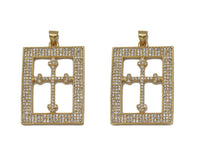 CZ Cross On Rectangle Frame Charm, Sku#LK616