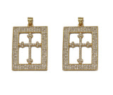 CZ Cross On Rectangle Frame Charm, Sku#LK616
