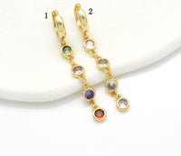 Colorful CZ Chain Link Dangle Earrings, Sku#LD350