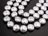 Gray Natural Mother of Pearl beads,10x5mm Pearl Coin beads, Loose Coin Smooth Pearl Shell Beads, 16inch strand, SKU#T69