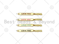 Colorful Enamel Love You Mama Word On Long Bar Pendant,18K Gold Filled Charm,Mother's Day Charm,Enamel Jewelry,4x30mm,Sku#LK394