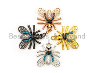 FLY Inspired Charm, CZ Micro Pave Insect Pendant, Cubic Zirconia Pendant,Gold/Rose Gold/Silver/Black,20x21x49mm,SKU#F439