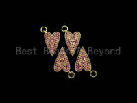 Fuchsia CZ Micro Pave Heart Pendant, Cubic Zirconia Heart Pendant, Gold Tone pendant,9x16mm, sku#F1120