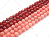 Natrual Red/Pink Jade, 6mm/8mm/10mm Round Smooth Jade, Dyed Jade, 15.5'' Full Strand, Sku#U997