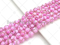 Natural Tibetan Pink Football Agate Beads, Dzi Football Agate Beads, 8mm/10mm/12mm Round Faceted Agate,15.5" Full Strand, Sku#U1114c