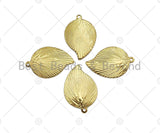 Brushed Gold Leaf Shape Charm/Pendant,  Thin Leaf Shape Charm, Gold Pendant, Gold plated charm, 15x23mm, Sku#Y326