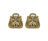 Gold CZ Hollow Out Fashion Bag Charm, Sku#LK673