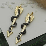 Gunmetal Snake On Gold Arrow Charm, Sku#Z1441