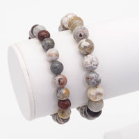 Genuine Mexican Agate Round Stretchy Bracelet, Sku#EF443