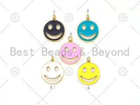 Gold Filled Enamel Colorful Smiley Face Shape Pendant, Enamel Smiley face Charm,Enamel Jewelry Findings,20x23mm,Sku#L612