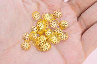 50pc Gold/Silver filigree Flower bead caps, C3