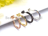 Rainbow CZ Higgie Hoop Earrings, Sku#J47