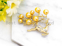 CZ Micro Pave Elk Reindeer Brooch Pin Pendant, Sku#P40