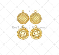 Dainty Gold Round Coin Shape Pendant,  18K Gold Filled Charm, Necklace Bracelet Charm Pendant, 24x20mm,Sku#Y518