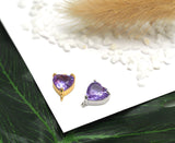 Purple CZ Heart Shape Charm, Sku#Y655