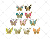 CZ Micro Pave Colorful Enamel Butterfly Shape Pendant,18K Go