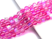 Hot Pink Spectrolite Quartz Matte, High Quality in Round 6mm/8mm/10mm/12mm, Aura Hot Pink Crystal beads, 15.5inch strand, sku#U463