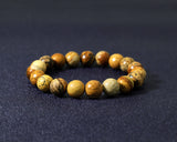 Round Faceted Picture Jasper Beads Stretchy Bracelet, Sku#EF115