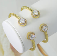 Gold Filled Ball Cuff Bracelet with CZ Diamond Dot End, Gol ball bracelet, sku#LD290