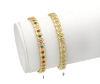 Thin Band Rainbow Clear CZ Pave Bracelet, Sku#LD373