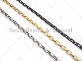 3x5mm Paperclip Rectangle Cable Chains By Yard, Gold/Black/S