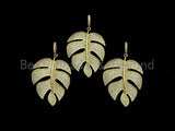 CZ Micro Pave Large Leaf Shape Pendant, Large Leaf Pendants, 30x41mm,sku#F1101