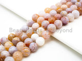 Natural Smooth/Faceted Round Pink/Blush Mix of Agate beads, 6mm/8mm/10mm/12mm Natural Gemstone beads,Agate Beads, 15.5inch strand, SKU#U240